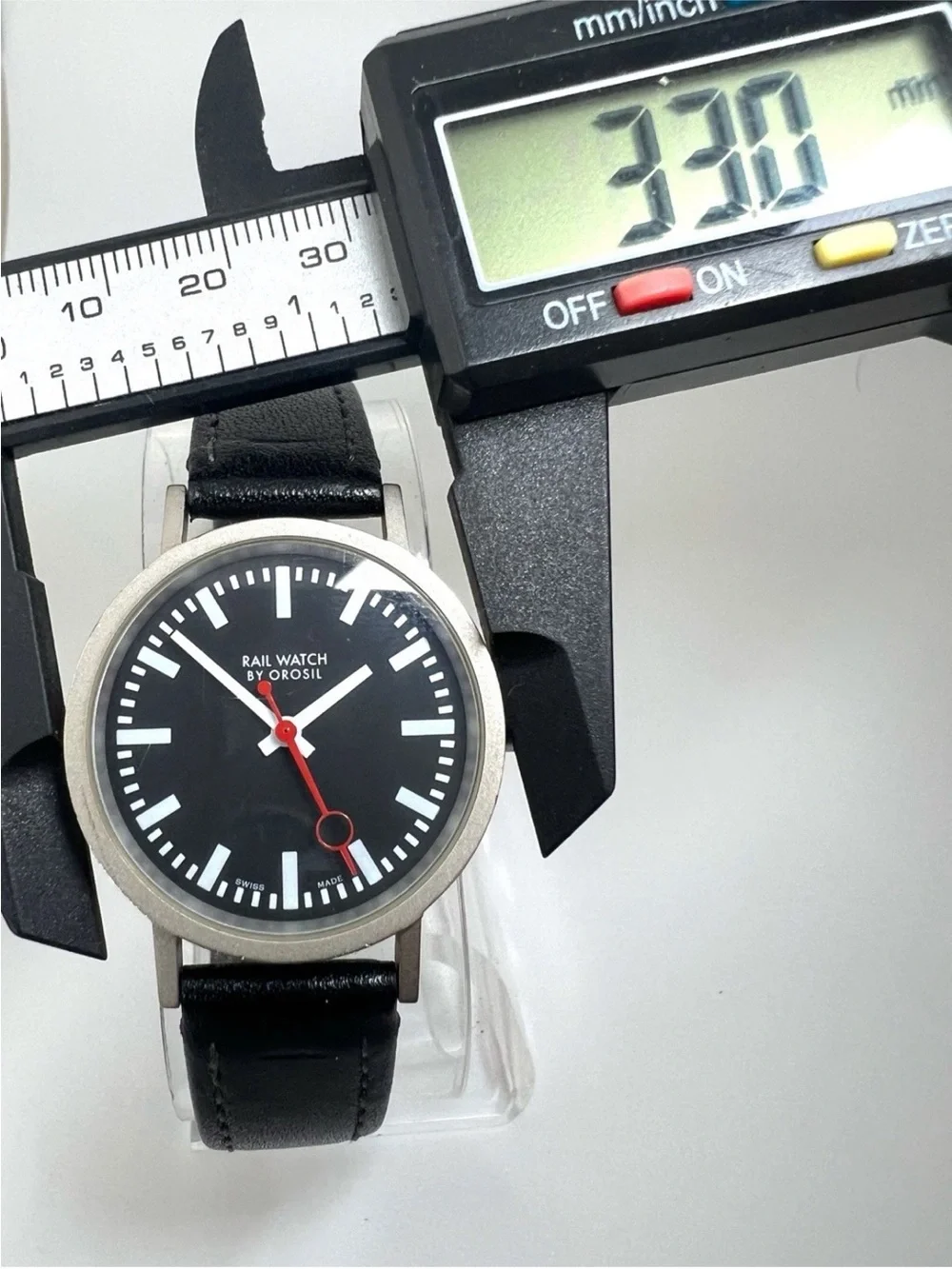 Rail Watch by Orosil Black Dial Leather Strap Watch